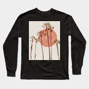 Red moon and palm trees Long Sleeve T-Shirt